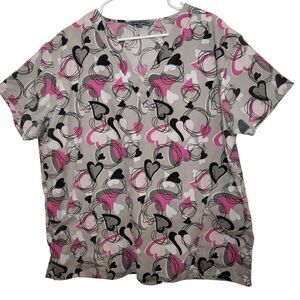 Wear For Care Women's Heart Scrub Top